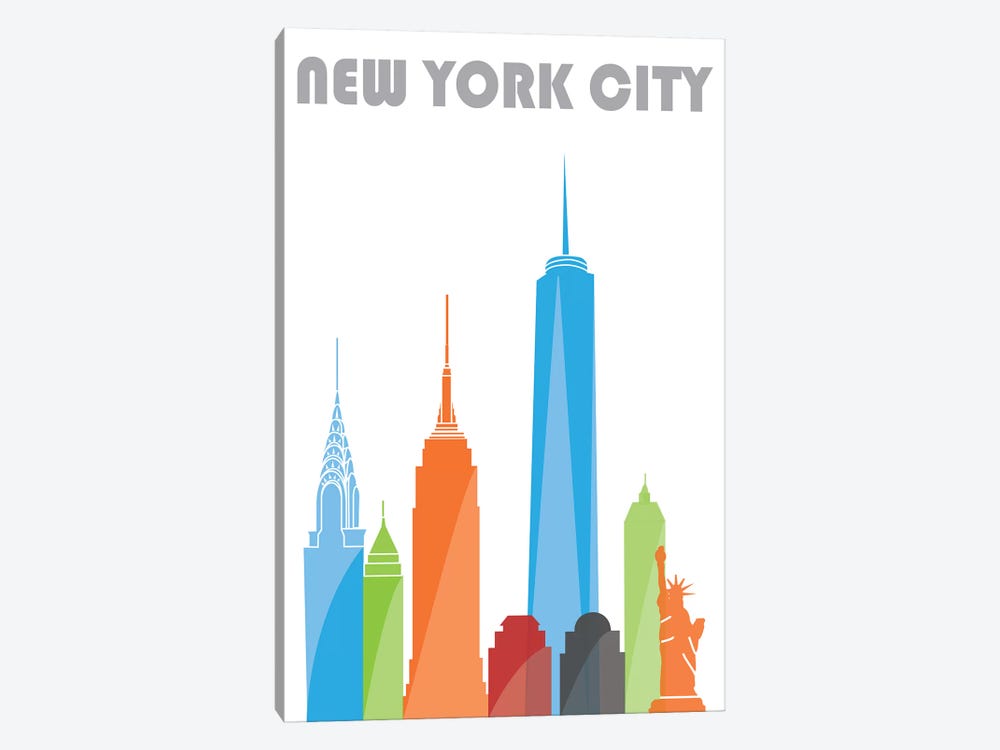 New York, White by Fly Graphics 1-piece Canvas Print