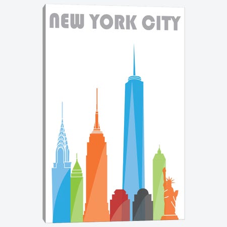 New York, White Canvas Print #FLY32} by Fly Graphics Canvas Print