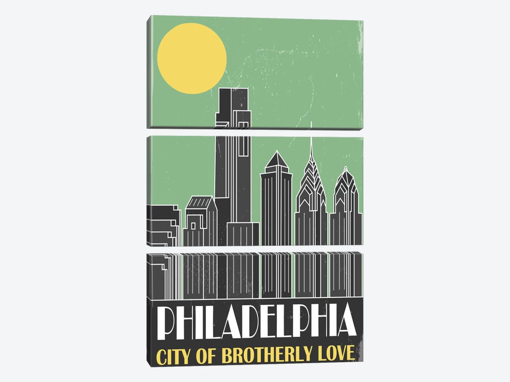 Philadelphia, Green by Fly Graphics 3-piece Canvas Artwork