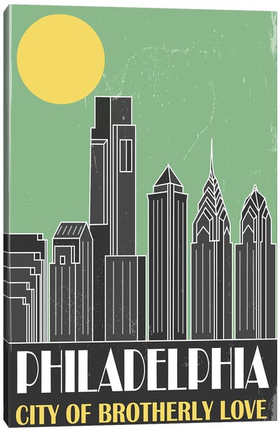 Philadelphia, Green Canvas Art Print - Philadelphia Travel Posters