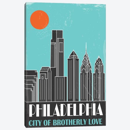 Philadelphia, Sky Blue Canvas Print #FLY34} by Fly Graphics Canvas Wall Art