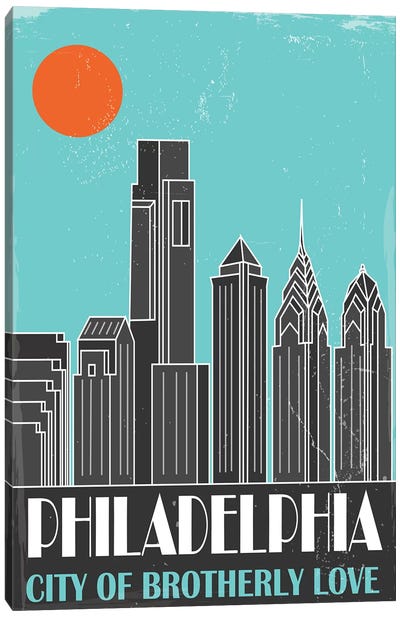 Philadelphia, Sky Blue Canvas Art Print - Philadelphia Travel Posters