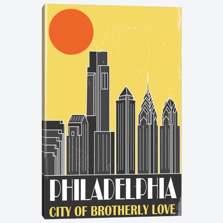 Philadelphia, Yellow Canvas Print #FLY35} by Fly Graphics Canvas Wall Art