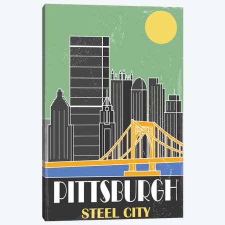 Pittsburgh, Green Canvas Print #FLY36} by Fly Graphics Canvas Art