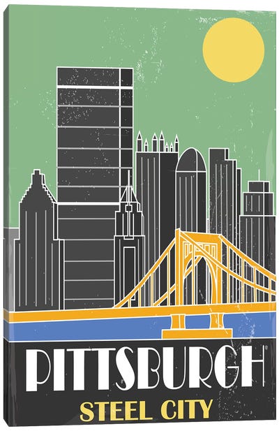 Pittsburgh, Green Canvas Art Print - Pittsburgh Travel Posters