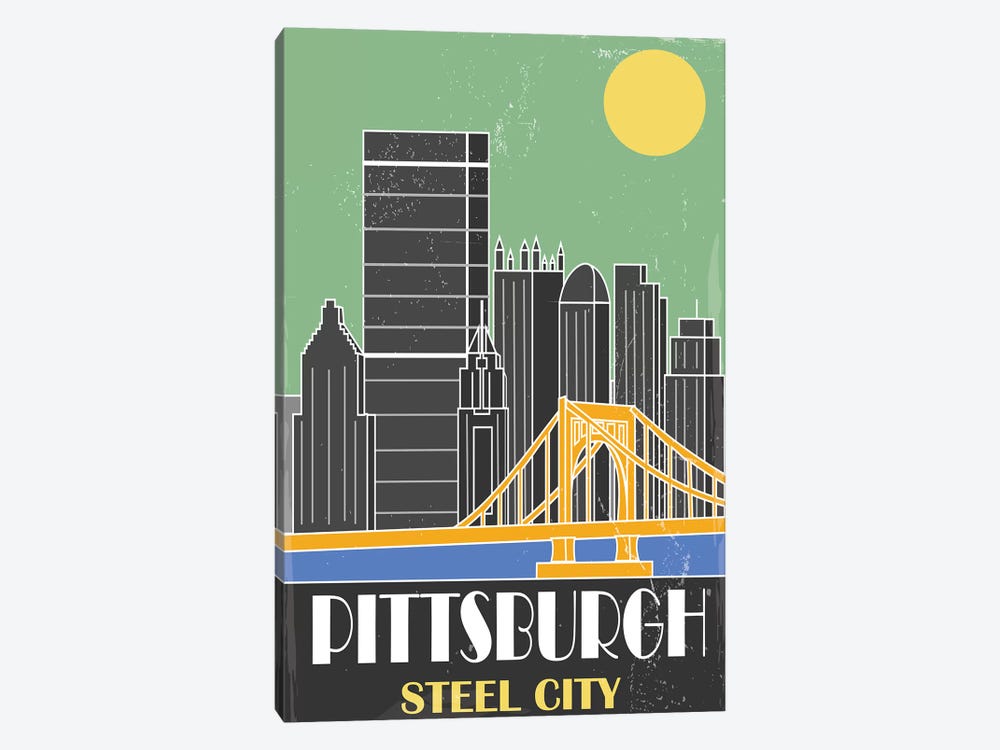 Pittsburgh, Green by Fly Graphics 1-piece Canvas Print