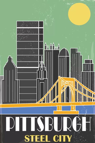 Pittsburgh Travel Posters: Pittsburgh, Green by Fly Graphics