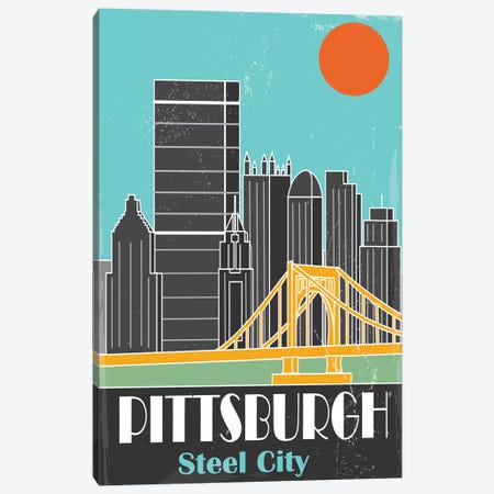 Pittsburgh, Sky Blue I Canvas Print #FLY37} by Fly Graphics Canvas Artwork