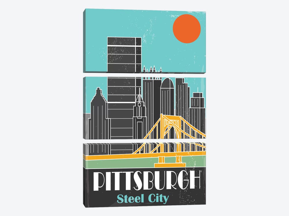 Pittsburgh, Sky Blue I by Fly Graphics 3-piece Canvas Artwork