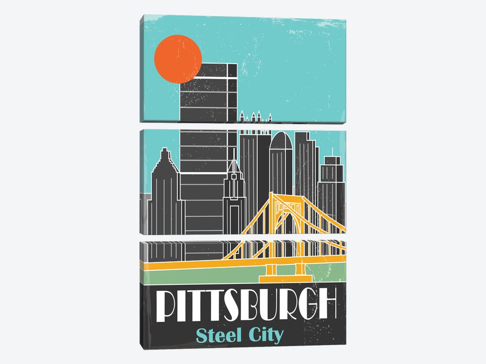Pittsburgh, Sky Blue II by Fly Graphics 3-piece Canvas Art Print