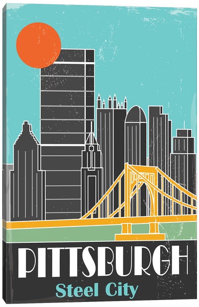 Pittsburgh, Sky Blue II Canvas Art Print - Pittsburgh Skylines