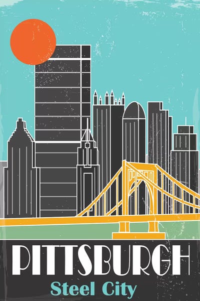 Pittsburgh Travel Posters: Pittsburgh, Sky Blue II by Fly Graphics