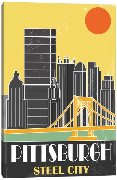 Pittsburgh, Yellow Canvas Art Print - Pittsburgh Skylines