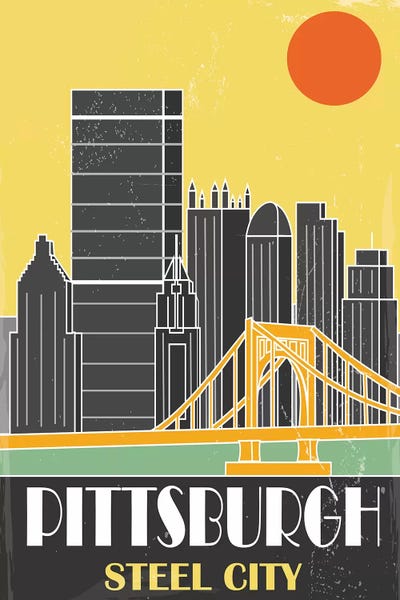 Pennsylvania: Pittsburgh, Yellow by Fly Graphics