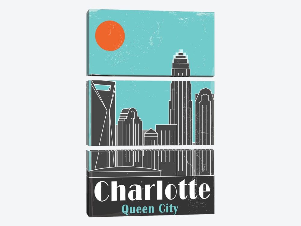 Charlotte, Sky Blue by Fly Graphics 3-piece Canvas Art Print