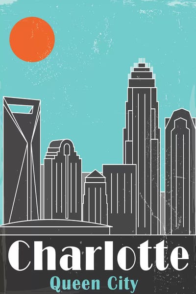 North Carolina: Charlotte, Sky Blue by Fly Graphics