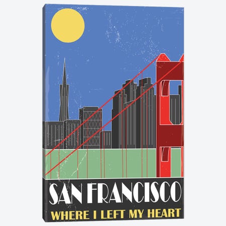 San Francisco, Sky Blue Canvas Print #FLY41} by Fly Graphics Canvas Art