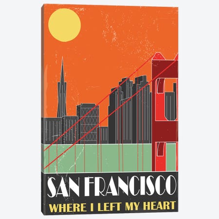 San Francisco, Orange Canvas Print #FLY42} by Fly Graphics Canvas Art