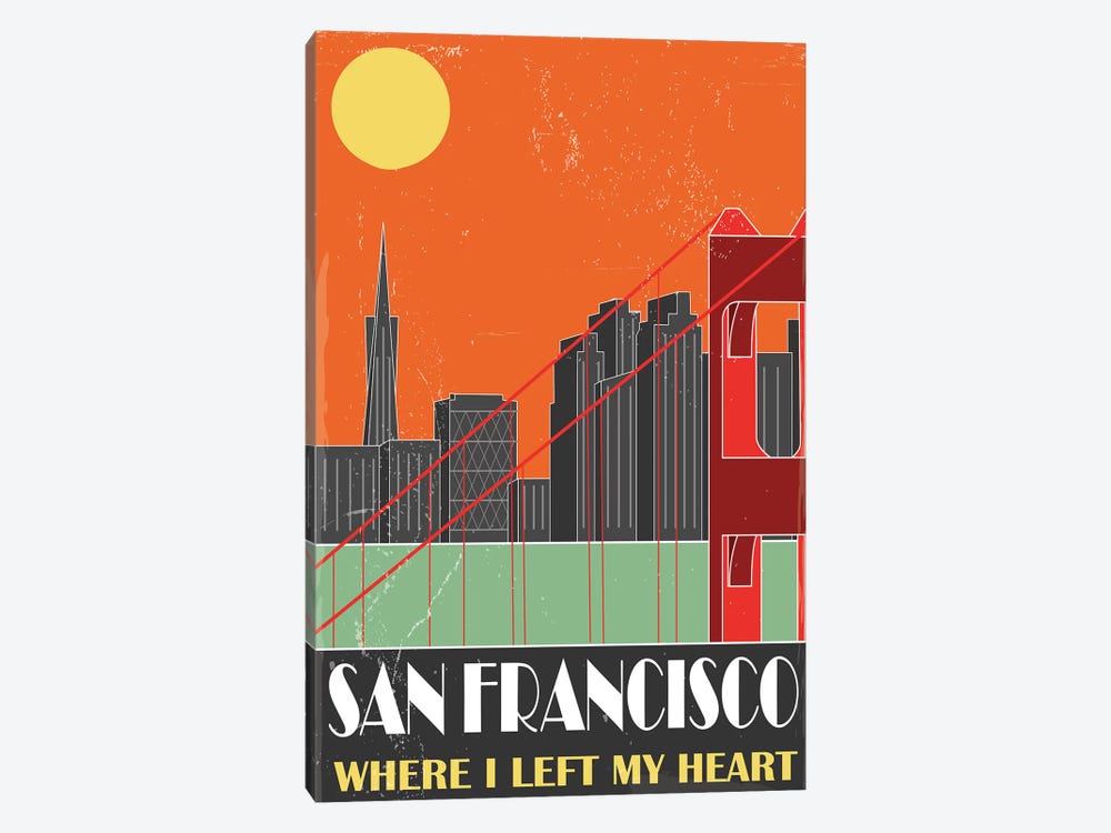 San Francisco, Orange 1-piece Canvas Artwork