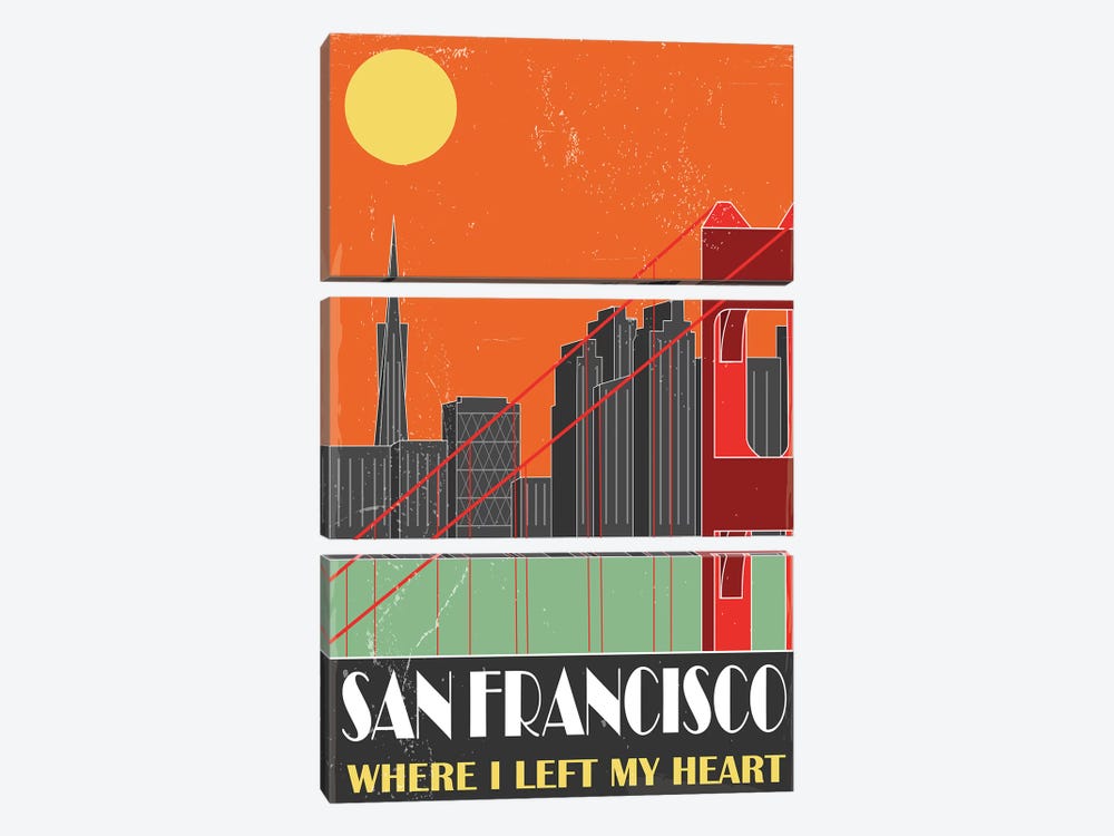San Francisco, Orange by Fly Graphics 3-piece Canvas Art