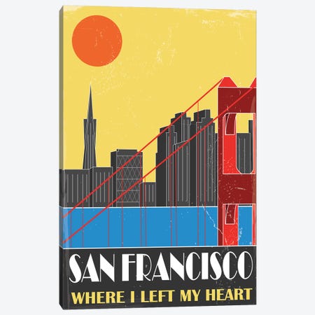 San Francisco, Yellow Canvas Print #FLY43} by Fly Graphics Canvas Art
