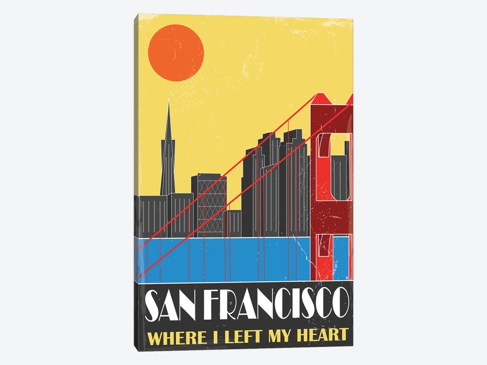 San Francisco, Yellow by Fly Graphics 1-piece Canvas Art Print