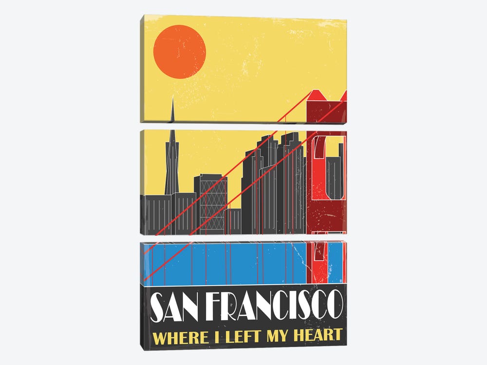 San Francisco, Yellow by Fly Graphics 3-piece Canvas Print