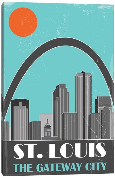 St. Louis, Sky Blue Canvas Art Print - Fly Graphics