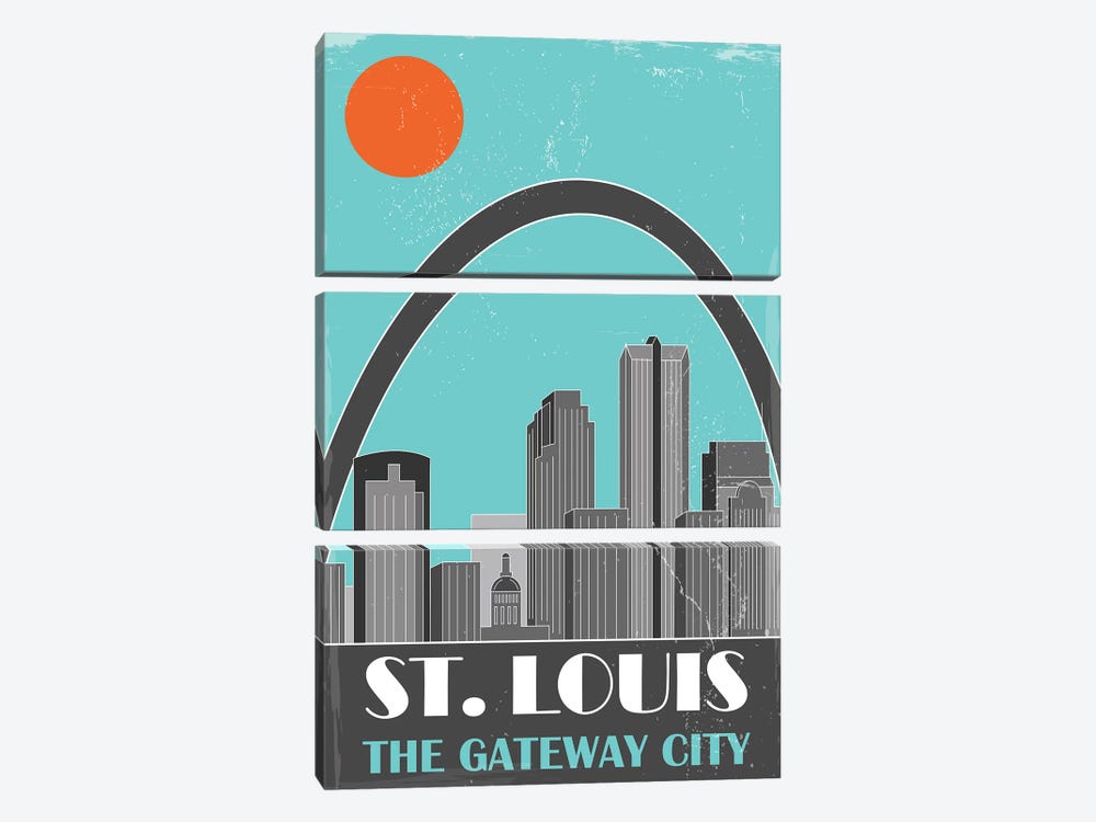 St. Louis, Sky Blue by Fly Graphics 3-piece Canvas Print