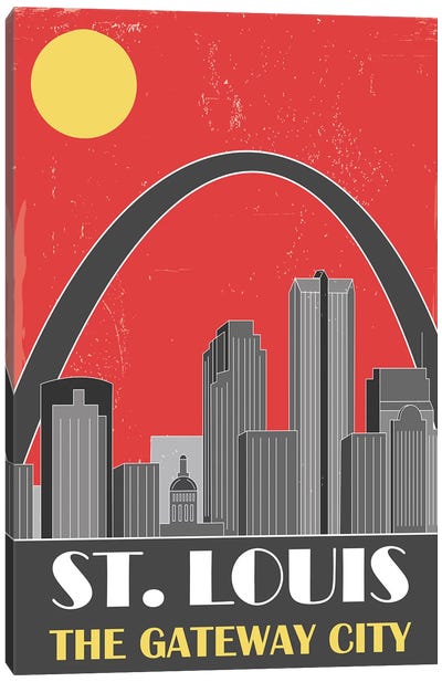 St. Louis, Red Canvas Art Print - Fly Graphics