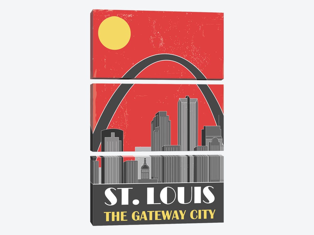 St. Louis, Red by Fly Graphics 3-piece Canvas Art