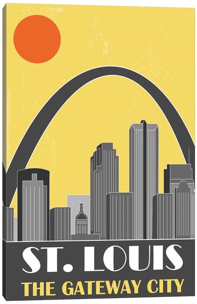 St. Louis, Yellow Canvas Art Print - Fly Graphics
