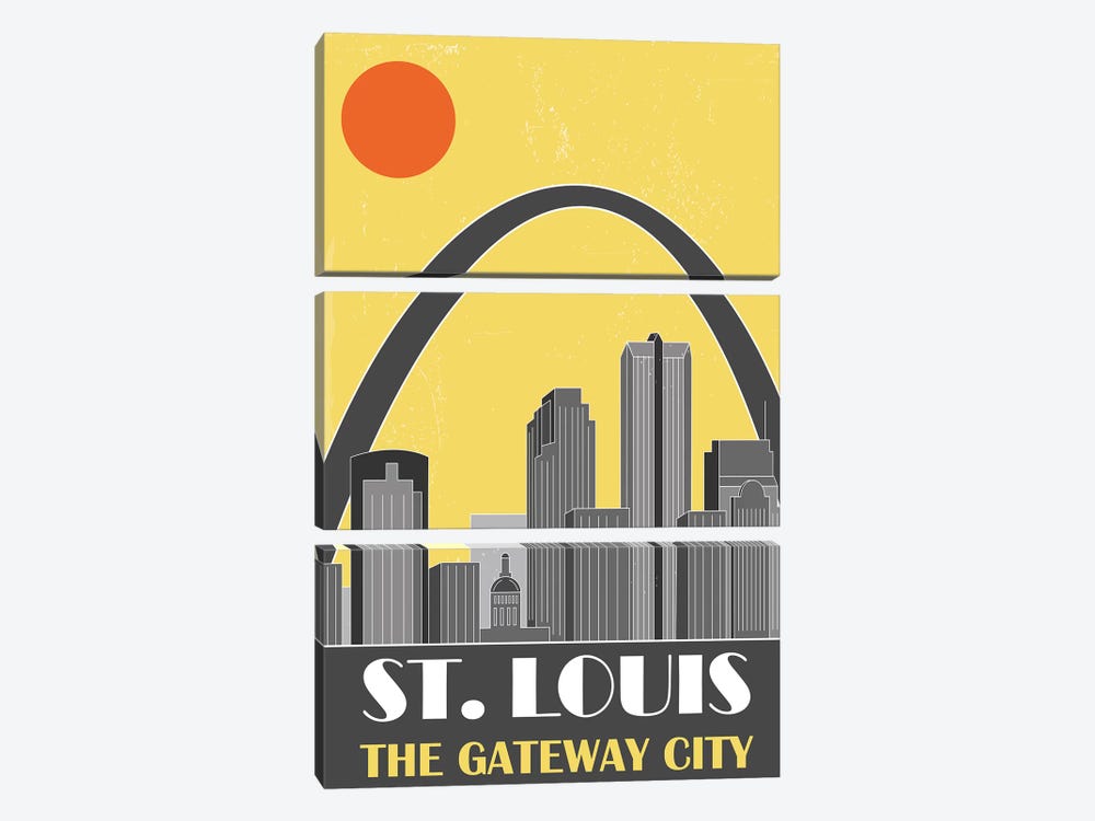 St. Louis, Yellow by Fly Graphics 3-piece Art Print