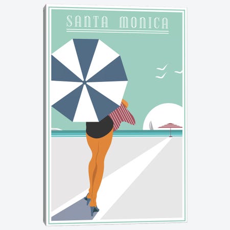 Santa Monica Canvas Print #FLY51} by Fly Graphics Art Print