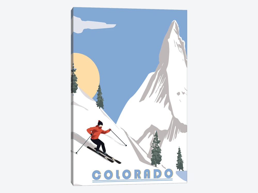 Skiing in Colorado by Fly Graphics 1-piece Canvas Wall Art