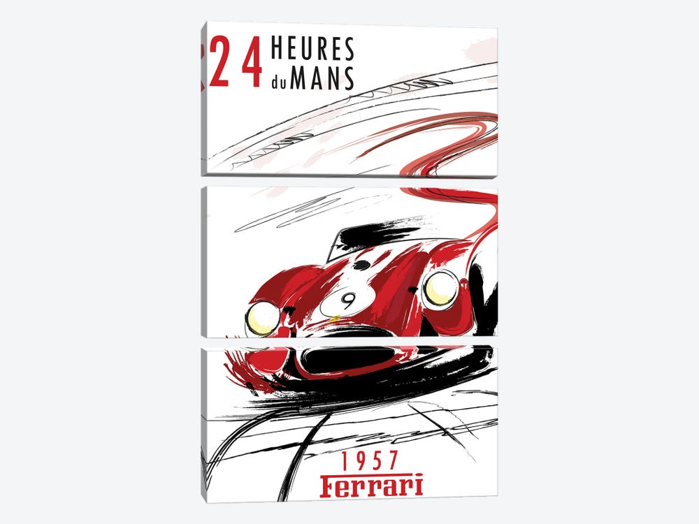 Ferrari 24 Hr Le Mans by Fly Graphics 3-piece Canvas Wall Art
