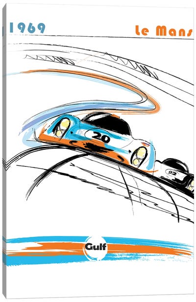 Porsche 24 Hr Le Mans Art Canvas Art Print - Auto Racing Art