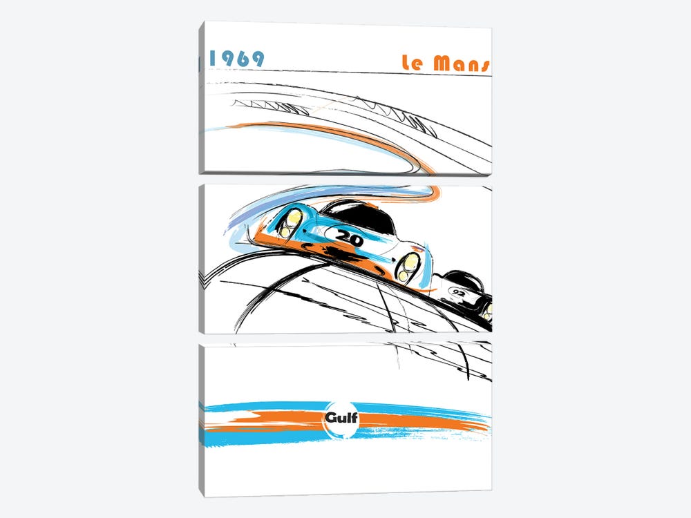 Porsche 24 Hr Le Mans Art by Fly Graphics 3-piece Canvas Art Print