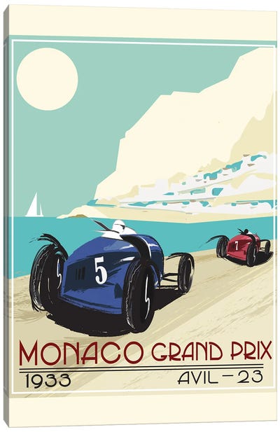 Monaco Grad Prix 1933 Canvas Art Print - Fly Graphics