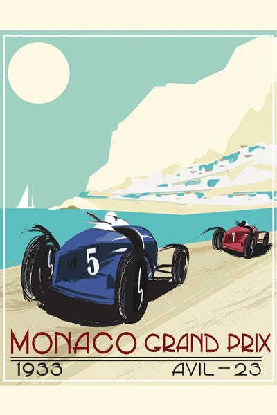 Vintage & Retro Bedroom: Monaco Grad Prix 1933 by Fly Graphics