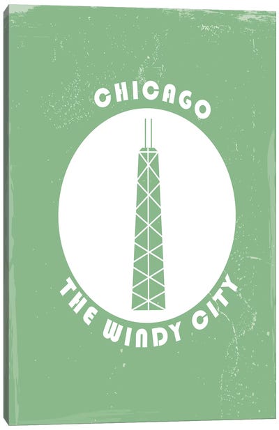 Chicago, Circle Canvas Art Print - Minimalist Travel Posters