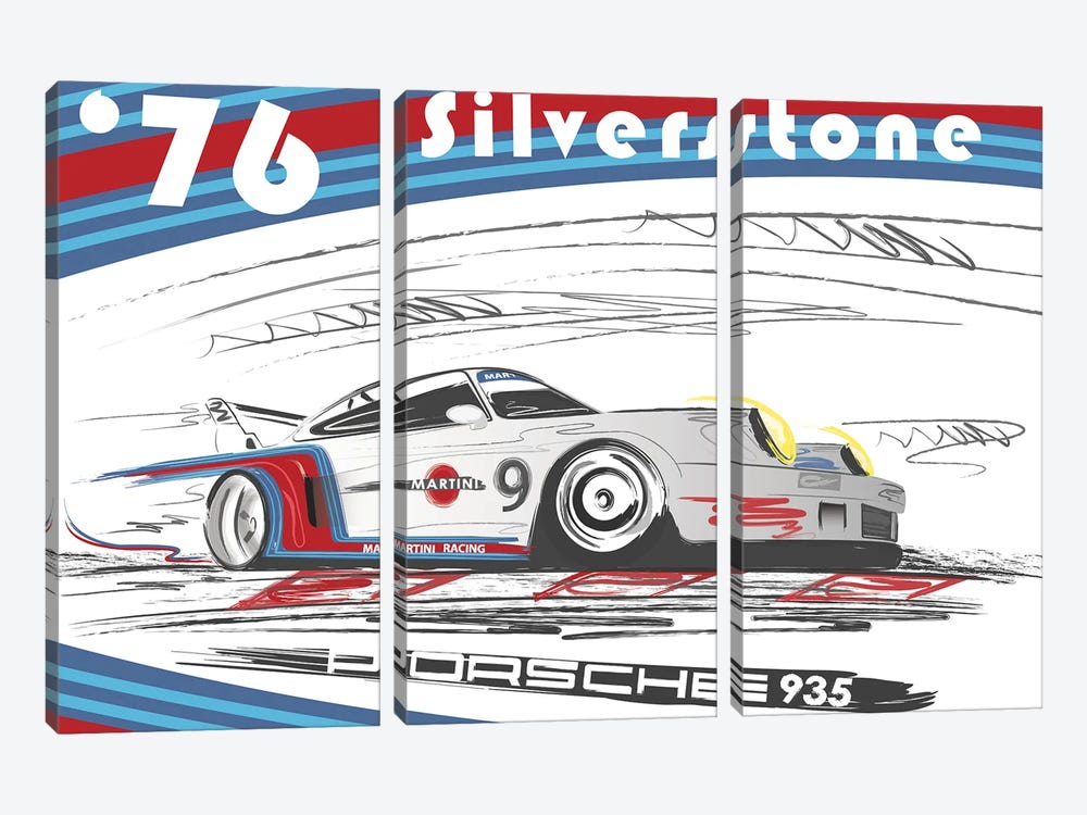 Porsche 911 1974 Silverstone 3-piece Canvas Art