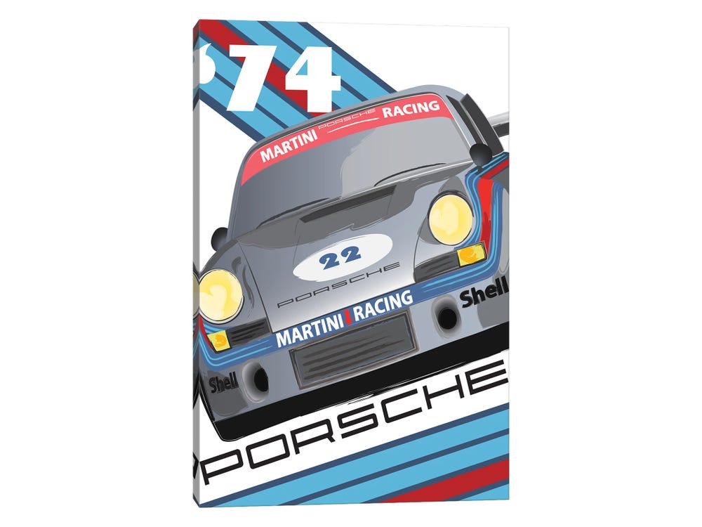 Framed Canvas Art - 911 Porsche 1974 24 HR Le Mans by Fly Graphics ( Transportation > by Land > automobiles > Cars by Brand > Porsche art) - 26x18 in