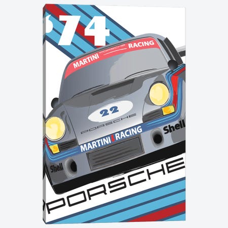 911 Porsche 1974 24 Hr Le Mans Canvas Print #FLY61} by Fly Graphics Canvas Artwork