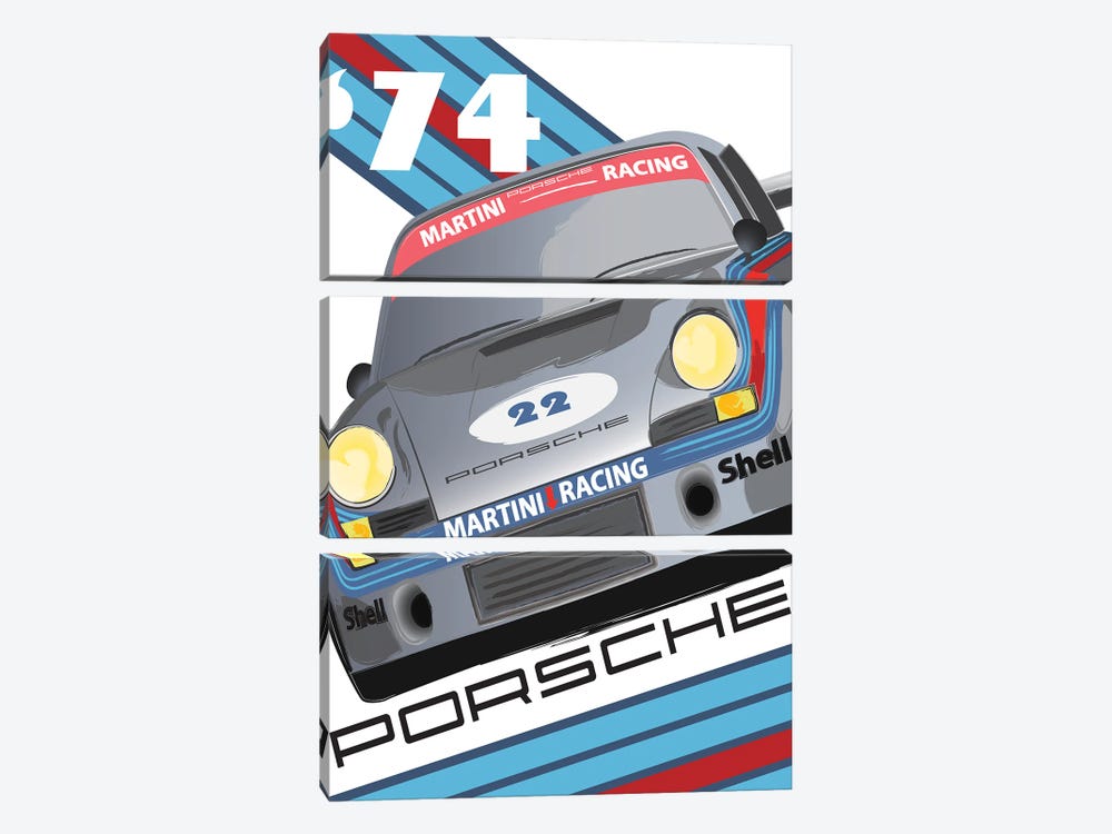 911 Porsche 1974 24 Hr Le Mans by Fly Graphics 3-piece Canvas Print