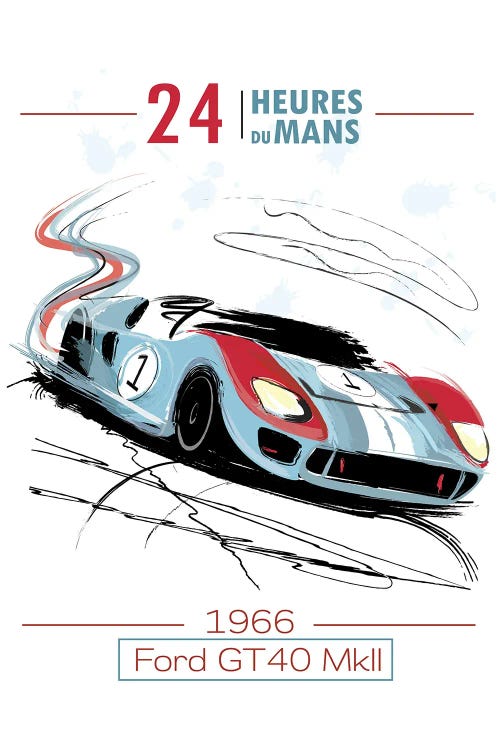 Ford Vs. Ferrari 24Hr Le Mans by Fly Graphics wall art