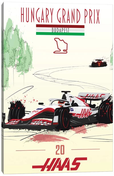 Haas F1 Poster Canvas Art Print - Hungary Art