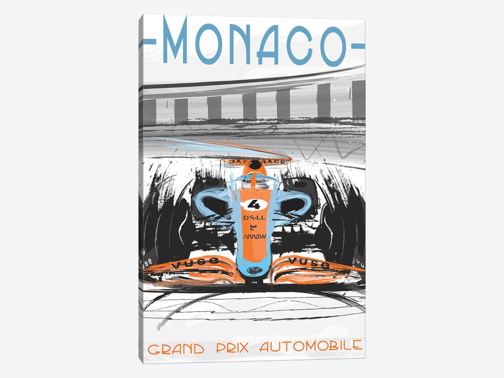 Mclaren Monaco F1 Poster by Fly Graphics 1-piece Canvas Print