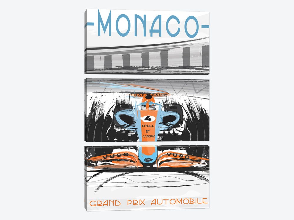 Mclaren Monaco F1 Poster by Fly Graphics 3-piece Canvas Art Print