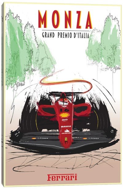 Monza Ferrari, Charles Leclerc F1 Poster Canvas Art Print - Automobile Art